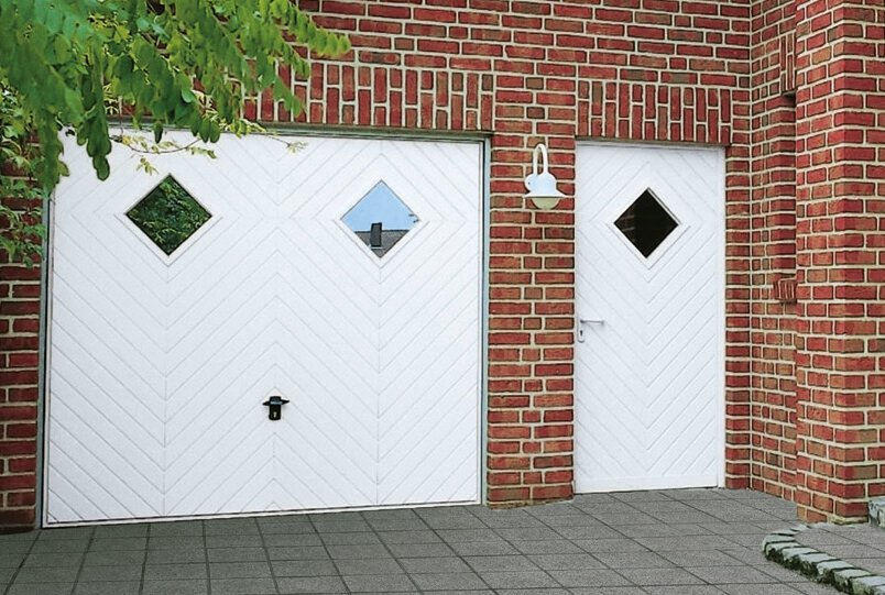 Garage door and side door open for infill