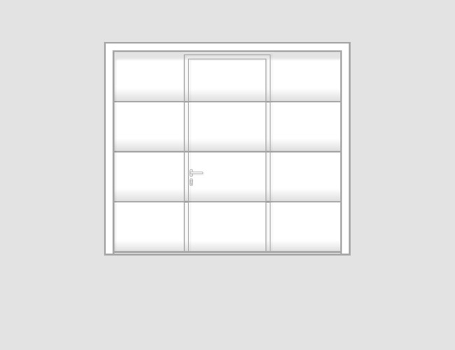 Symmetrical arrangement for garage door widths up to 3.50 m