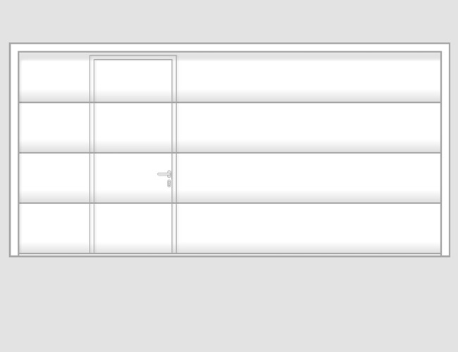 Asymmetrical arrangement for garage door widths above 3.50 m