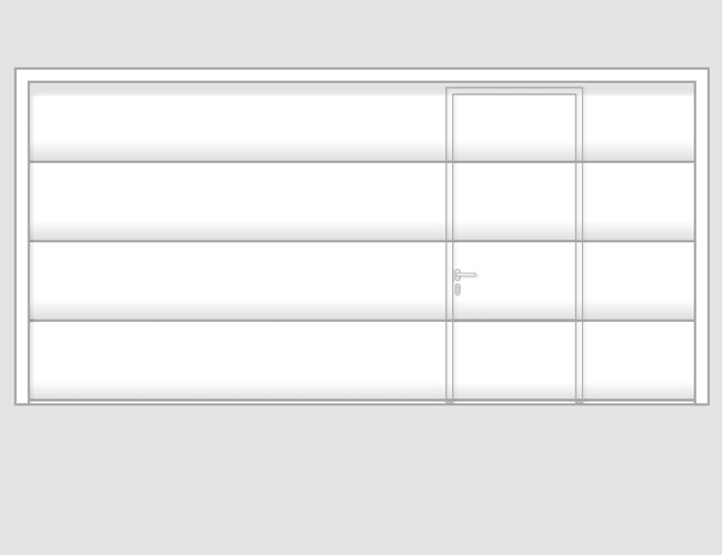 Asymmetrical arrangement for garage door widths above 3.50 m