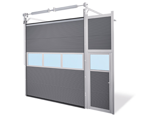 industrial sectional door with side entrance