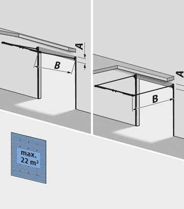 Low header track system, incorporated wire cables + steel support profile 