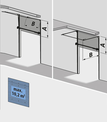 Track system with vertical guide, spring shaft at the base 