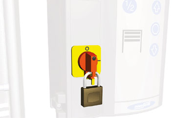 Main switch with padlock