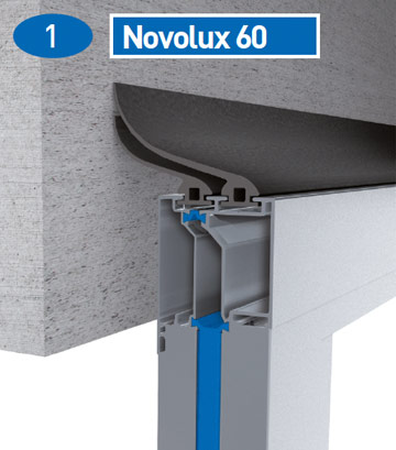 top panel on a NovoLux 60 door is edged with double EPDM rubber seal profiles