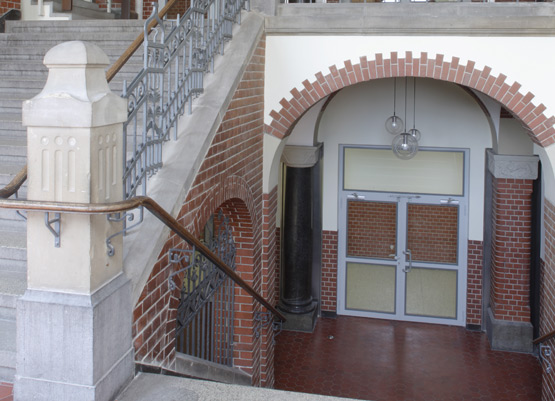 fire resistant doors that dictated the appearance of the new doors.